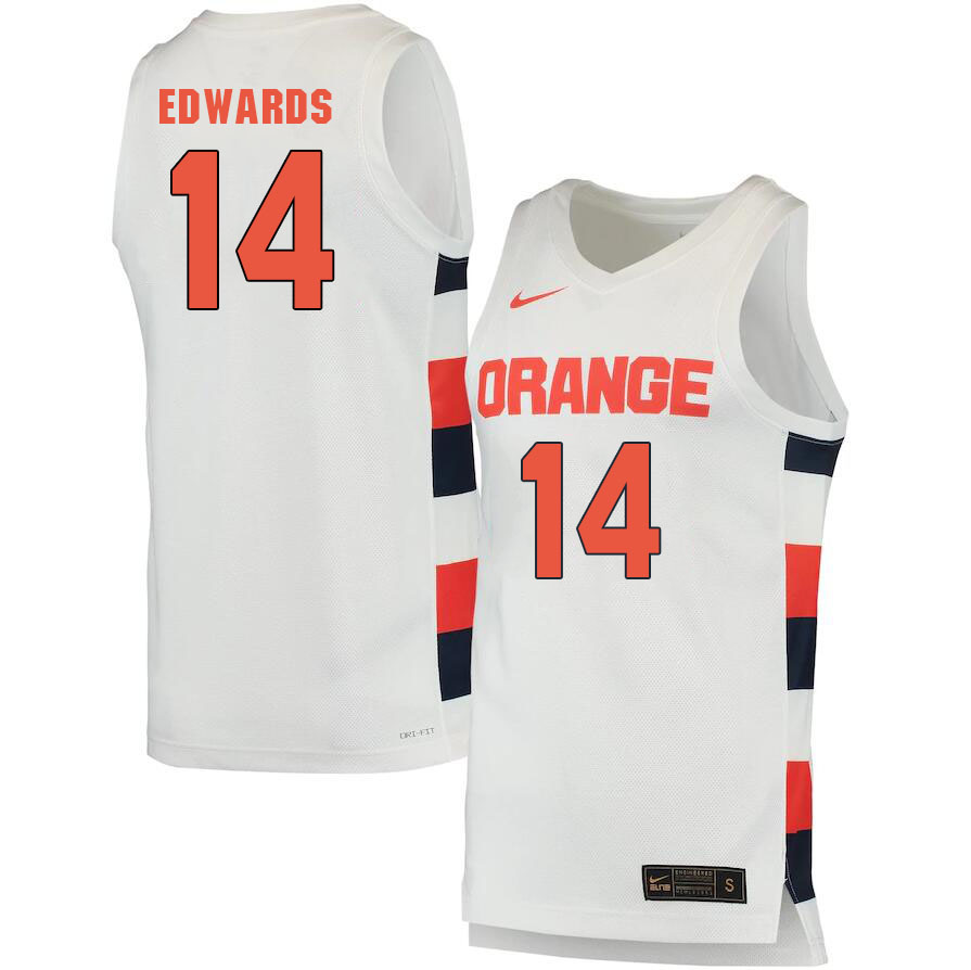Men #14 Jesse Edwards Syracuse Orange College Basketball Jerseys Sale-White